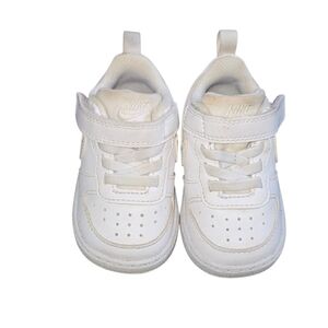 Nike Court Borough Low 2 Baby Kids White Velcro Sneakers Size 3C